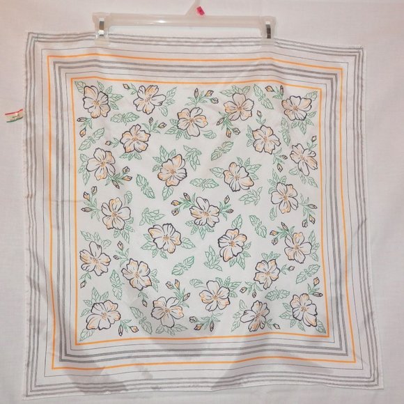 Vintage Morsly Scarf Yellow Green Blk Floral I001 - Picture 4 of 6